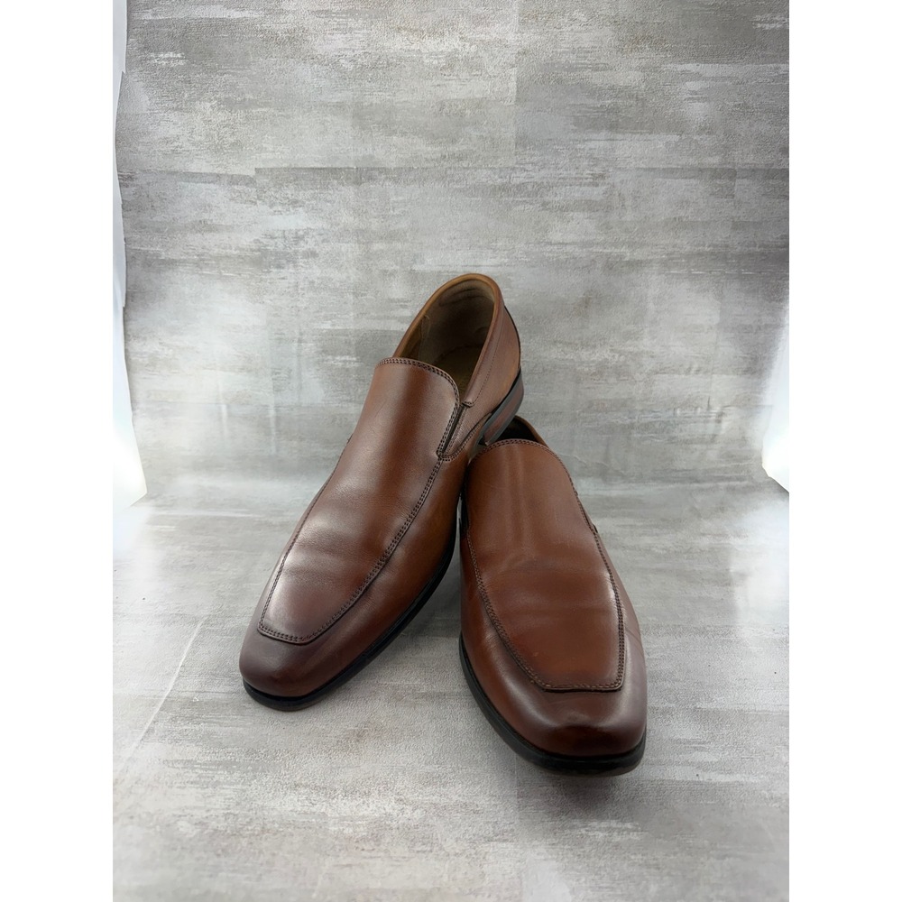Florsheim Men Cognac Brown Leather Bicycle Toe Slip On Loafers 10.5 D 11978-221